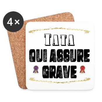 Tata Qui Assure Grave - Dessous de verre (lot de 4) - blanc - Devant