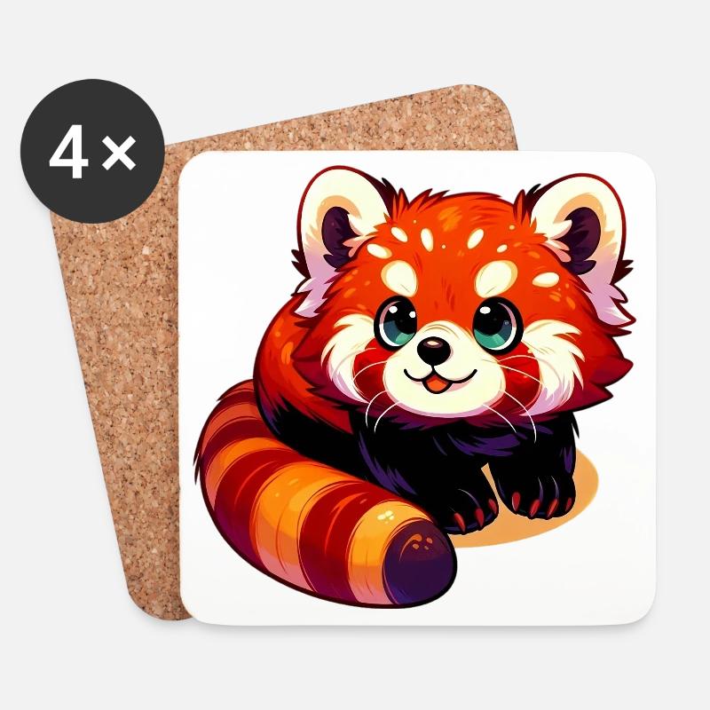 Kleiner Panda - Untersetzer (4er-Set) - Weiß