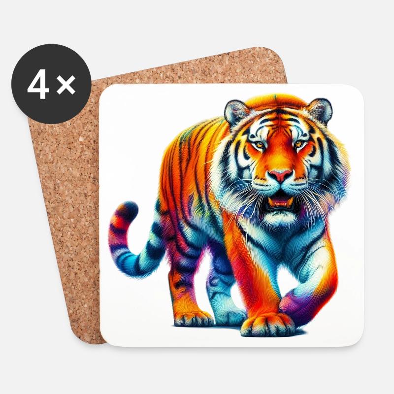 Tiger - Untersetzer (4er-Set) - Weiß