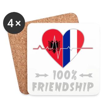 Albanien und Frankreich 100% Freundschaft - Untersetzer (4er-Set) - Weiß - Vorne