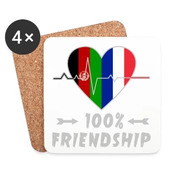 L'Afghanistan et la France : amitié à 100 % - Dessous de verre (lot de 4) - blanc - Devant