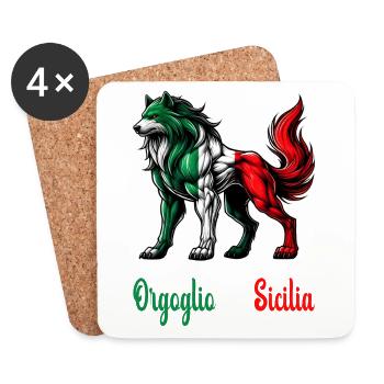 The pride of Sicily Italy flag - Coasters (set of 4) - white - Front