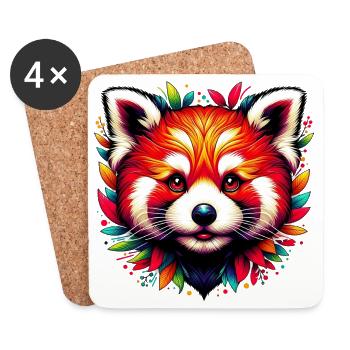 Petit panda - Dessous de verre (lot de 4) - blanc - Devant