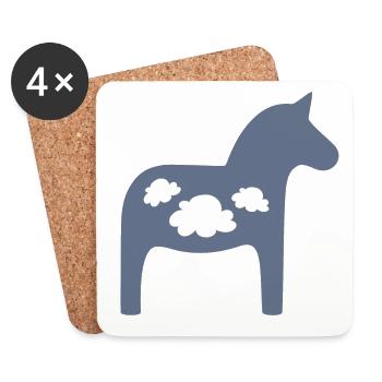 Dala Horse Clouds Scandinavian Christmas Horse - Coasters (set of 4) - white - Front