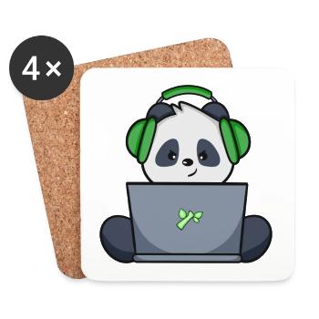 Gaming Panda with green headset - Coasters (set of 4) - white - Front