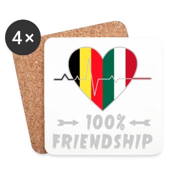 Belgium and Italy 100% friendship - Coasters (set of 4) - white - Front