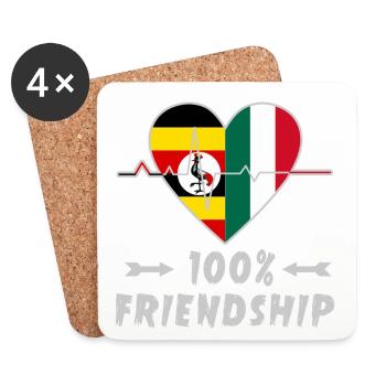 Uganda und Italien 100% Freundschaft - Untersetzer (4er-Set) - Weiß - Vorne