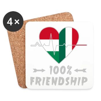 Hungary and Italy 100% friendship - Coasters (set of 4) - white - Front