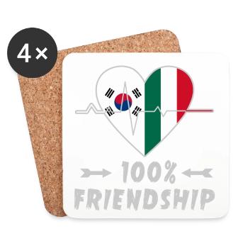 South Korea and Italy 100% friendship - Coasters (set of 4) - white - Front