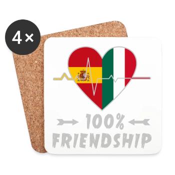 L'Espagne et l'Italie : amitié à 100 % - Dessous de verre (lot de 4) - blanc - Devant