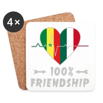 100 % amitié entre le Sénégal et l'Italie - Dessous de verre (lot de 4) - blanc - Devant