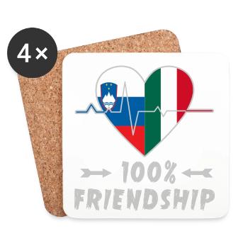 Slovenia and Italy 100% friendship - Coasters (set of 4) - white - Front