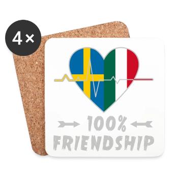 100 % amitié entre la Suède et l'Italie - Dessous de verre (lot de 4) - blanc - Devant