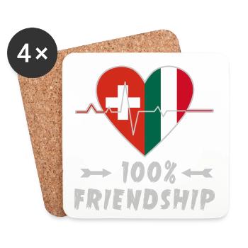 Switzerland and Italy 100% friendship - Coasters (set of 4) - white - Front