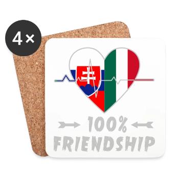 Slowakei und Italien 100% Freundschaft - Untersetzer (4er-Set) - Weiß - Vorne