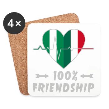 Le Nigeria et l'Italie : amitié à 100 % - Dessous de verre (lot de 4) - blanc - Devant