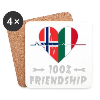 Norway and Italy 100% friendship - Coasters (set of 4) - white - Front