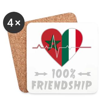 100 % amitié entre le Maroc et l'Italie - Dessous de verre (lot de 4) - blanc - Devant