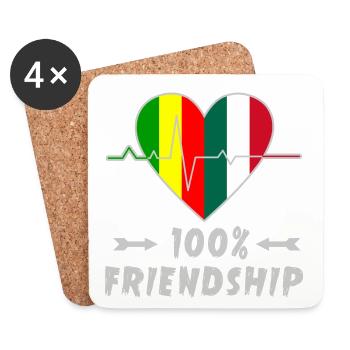 100 % amitié entre le Mali et l'Italie - Dessous de verre (lot de 4) - blanc - Devant