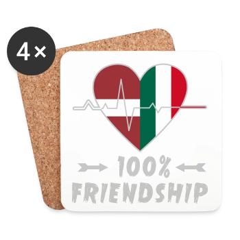 Lettland und Italien 100% Freundschaft - Untersetzer (4er-Set) - Weiß - Vorne
