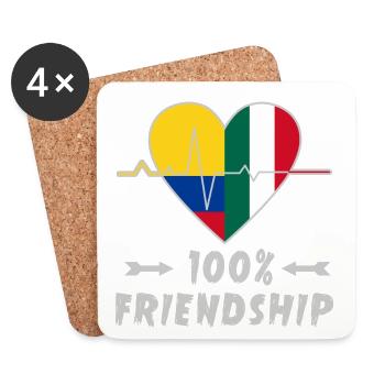 Kolumbien und Italien 100% Freundschaft - Untersetzer (4er-Set) - Weiß - Vorne