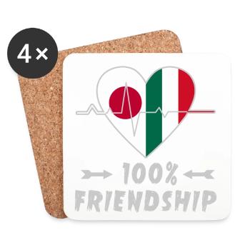 Le Japon et l'Italie : une amitié à 100 % - Dessous de verre (lot de 4) - blanc - Devant