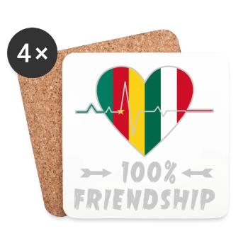 Cameroon and Italy 100% friendship - Coasters (set of 4) - white - Front