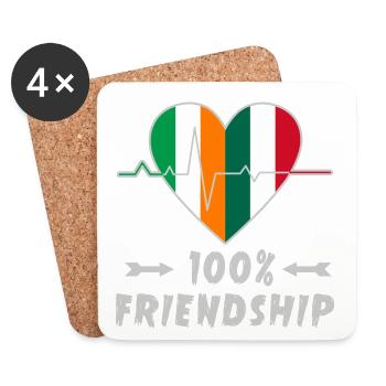 Irland und Italien 100% Freundschaft - Untersetzer (4er-Set) - Weiß - Vorne