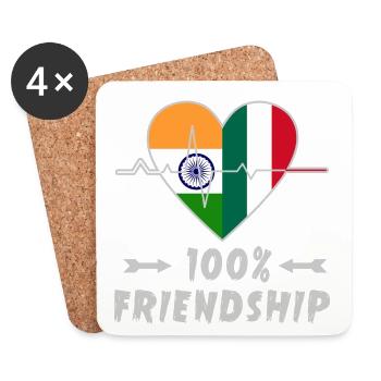 Indien und Italien 100% Freundschaft - Untersetzer (4er-Set) - Weiß - Vorne
