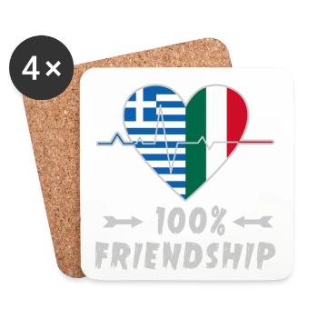 Griechenland und Italien 100% Freundschaft - Untersetzer (4er-Set) - Weiß - Vorne