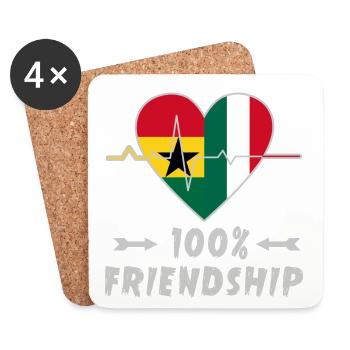 Ghana and Italy 100% friendship - Coasters (set of 4) - white - Front
