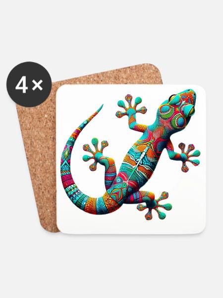 Gecko - Untersetzer (4er-Set) - Weiß