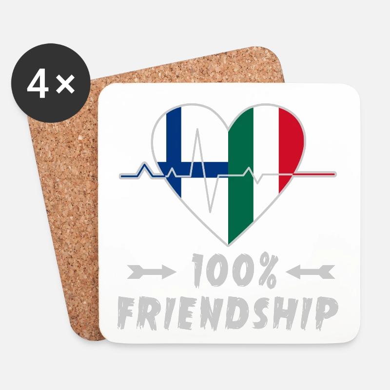 Finnland und Italien 100% Freundschaft - Untersetzer (4er-Set) - Weiß