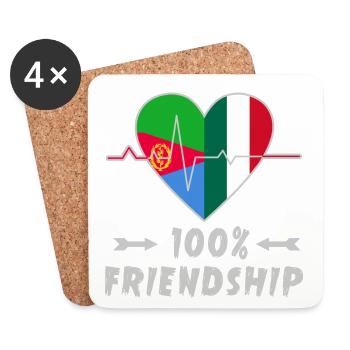 Eritrea and Italy 100% friendship - Coasters (set of 4) - white - Front