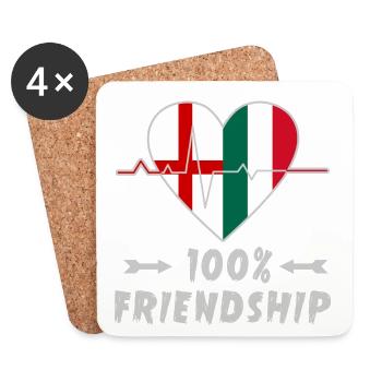 England and Italy 100% friendship - Coasters (set of 4) - white - Front