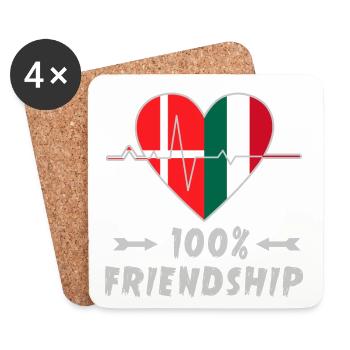 Le Danemark et l'Italie : amitié à 100 % - Dessous de verre (lot de 4) - blanc - Devant