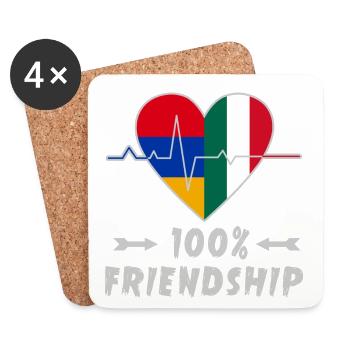 Armenien und Italien 100% Freundschaft - Untersetzer (4er-Set) - Weiß - Vorne