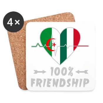 100 % amitié entre l'Algérie et l'Italie - Dessous de verre (lot de 4) - blanc - Devant