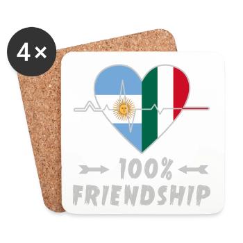 Argentina and Italy 100% friendship - Coasters (set of 4) - white - Front