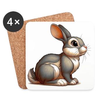 Lapin - Dessous de verre (lot de 4) - blanc - Devant