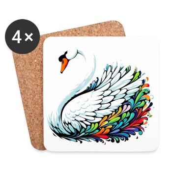Cygne - Dessous de verre (lot de 4) - blanc - Devant