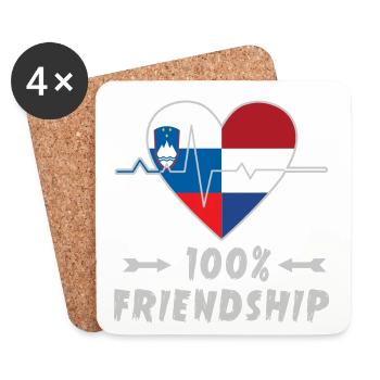 Slovakia and the Netherlands 100% friendship - Coasters (set of 4) - white - Front