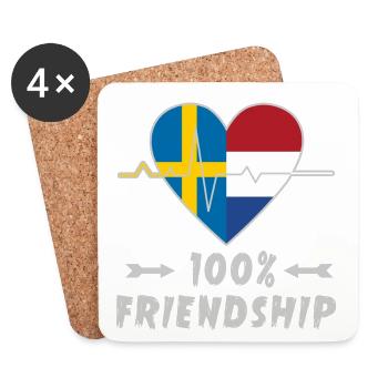 Schweden und Niederlande 100% Freundschaft - Untersetzer (4er-Set) - Weiß - Vorne