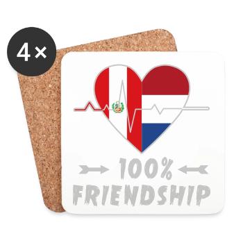 100 % amitié entre le Pérou et les Pays-Bas - Dessous de verre (lot de 4) - blanc - Devant