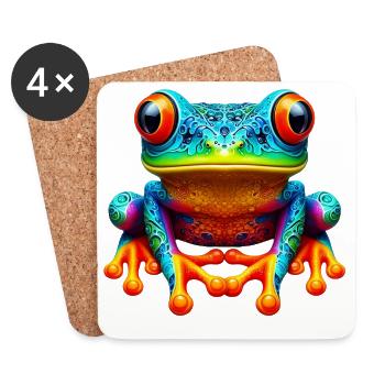 Grenouille - Dessous de verre (lot de 4) - blanc - Devant