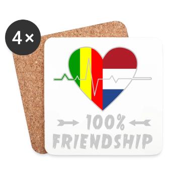 100 % amitié entre le Mali et les Pays-Bas - Dessous de verre (lot de 4) - blanc - Devant