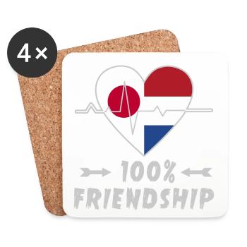 Le Japon et les Pays-Bas, une amitié à 100 % - Dessous de verre (lot de 4) - blanc - Devant