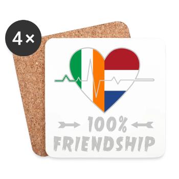 Ireland and Netherlands 100% friendship - Coasters (set of 4) - white - Front