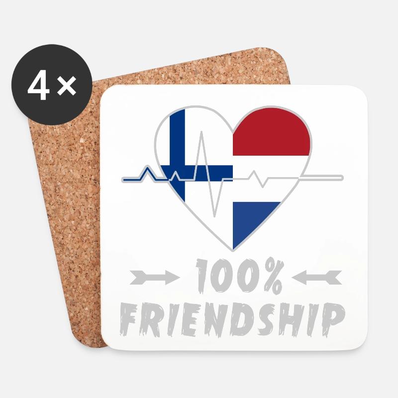 Finnland und Niederlande 100% Freundschaft - Untersetzer (4er-Set) - Weiß