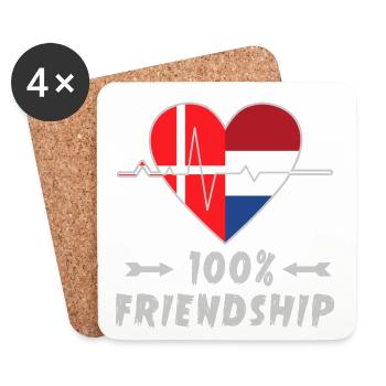 Le Danemark et les Pays-Bas : amitié à 100 % - Dessous de verre (lot de 4) - blanc - Devant